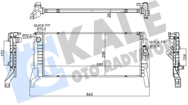 Motor Su Radyatoru BMW B37 B47 F40 F44 F45 F46 F48 F39 . Mini F54 F60 15 > Countryman F60 16 > Mt Brazing 680x298x26