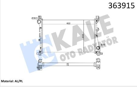 Motor Su Radyatörü Fiat Egea 15> 1.3d Mtj 1.4 Mekanik Ac 622x414x23 Brazing Versiyonu Kl 348440
