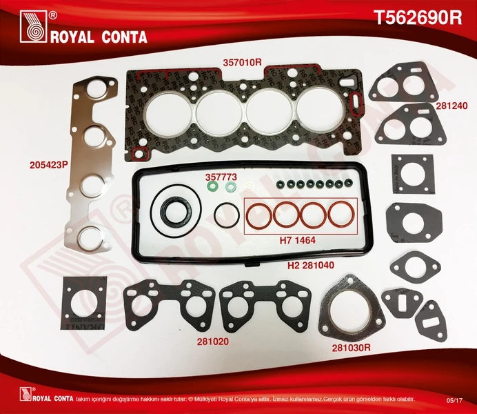 Üst Takım Contasi Reinz Keçeli̇ S.lasti̇kli̇ P207 1.4 Tu3a 06 P106-P205-P206-P306-P307 Tu3jp 1.4