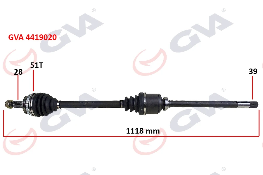 Aks Komple Ön Sağ Renault Master II 98>06 Opel Movano A 98>01 1.9dci 2.2dci 2.5dci 2.8dci 51di̇ş 1118mm