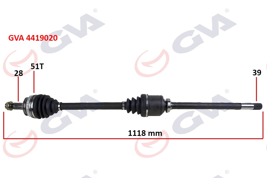 Aks Komple Ön Sağ Renault Master II 98>06 Opel Movano A 98>01 1.9dci 2.2dci 2.5dci 2.8dci 51di̇ş 1118mm