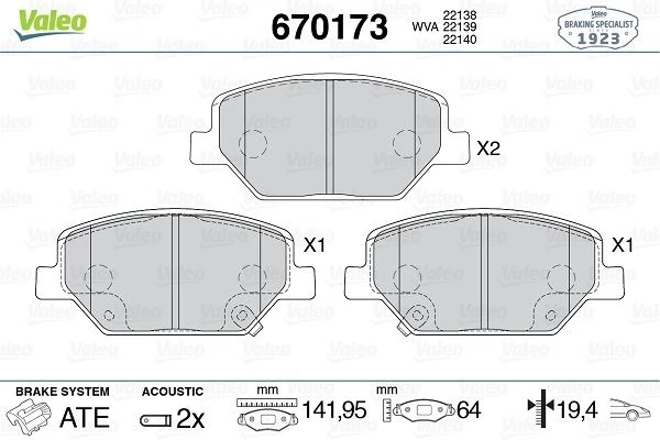 Ön Fren Balatasi Opel Insignia B 18> 17 İnç Jant
