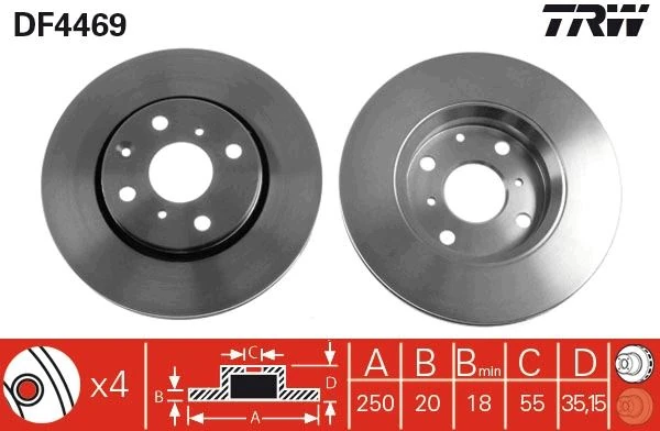 Ön Fren Aynası P107 1.0-1.4hdi 06/05>c1 1.0 1.4hdi̇ 05>toyota Aygo 1.0 1.4hdi̇ 05> 247x20x4dlxhavali