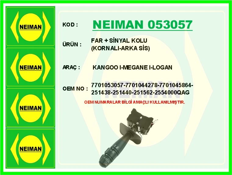 Far Si̇nyal Kolu Kornali-Arka Si̇s Kangoo I-Megane I-Logan