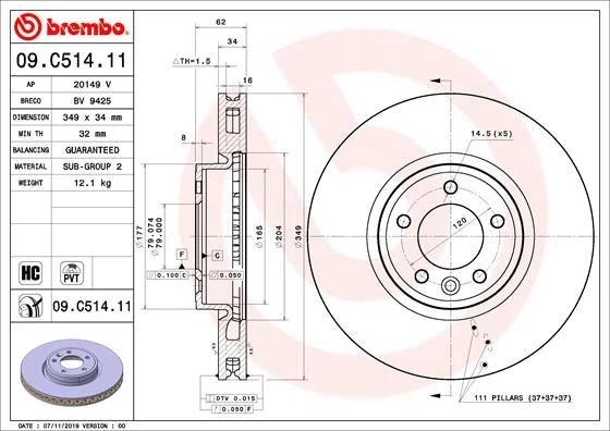 Fren Diski Ön Land Rover Discovery L462 Range Rover Sport L494 L405