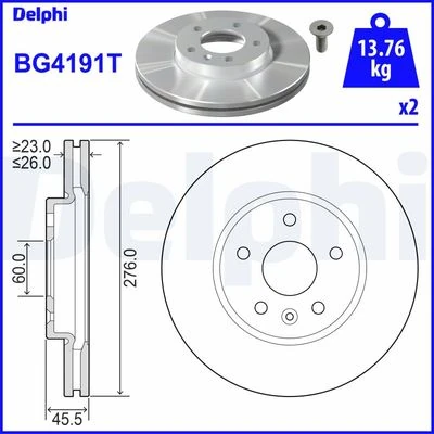 Ön Fren Aynası Astra J 10 Cruze 09 Aveo 11 276x26x5dl 15 İnç Havali 95526655