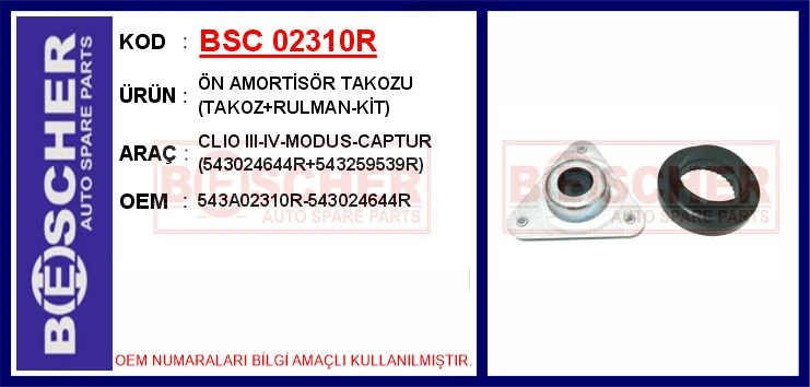 Ön Amorti̇sör Takozu Takoz Rulman-Ki̇t Clio III 05>12 Clio IV 12> Modus 05> Captur 12> 543024644r 5 43259539r