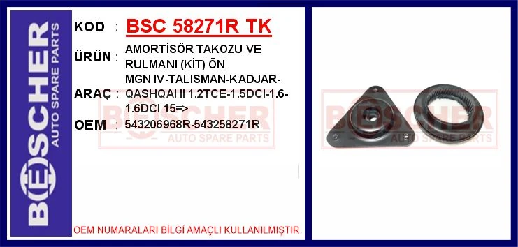Amorti̇sör Takozu Ve Rulmanı Ki̇t Ön Megane IV-Talisman-Kadjar-Qashqai II 1.2tce-1.5dci-1.6-1.6dci 15 >