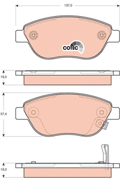 Ön Balata Corsa D Büyük Ti̇p 1.3 Cdti 07/06 > Fiat 500l 12> 0.9t 1.4 1.3d Mtj 1.6d Mtj
