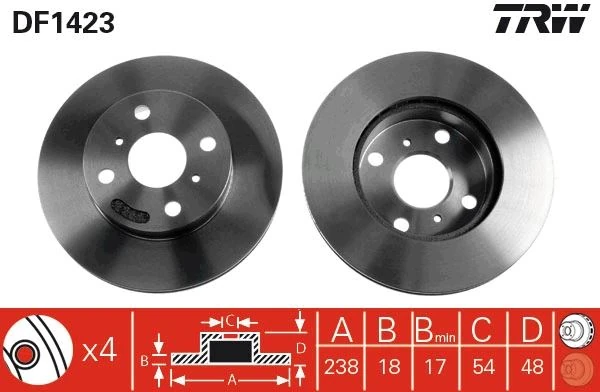 Ön Fren Di̇ski̇ Hava Kanalli Toyota Corolla 1.3l 2e Ee90. Ee100 88-98 1.6l 4a-F Ae92 88-91 238 Çap X 4 Bi̇jon-Takım Disk Fiyatıdır