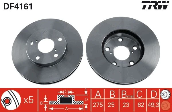 Ön Fren Aynası Rav4 II 1.8vvt-2.0 16v 00>2.0vvti-2.4vvti-2.0d-4d 01> 275x25x5dlxhavali