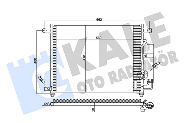 Kli̇ma Radyatörü Kondenseri̇ Chevrolet Aveo-Kalos 1.4i 16v 02> Al/al 560x457.5x18