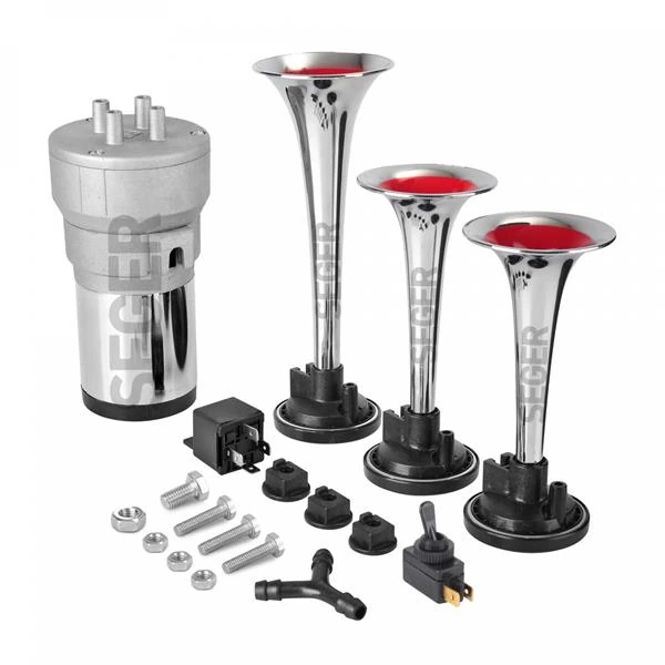 Korna Kompresörlü Üç Plasti̇k Borulu 12v Krom Renkli̇