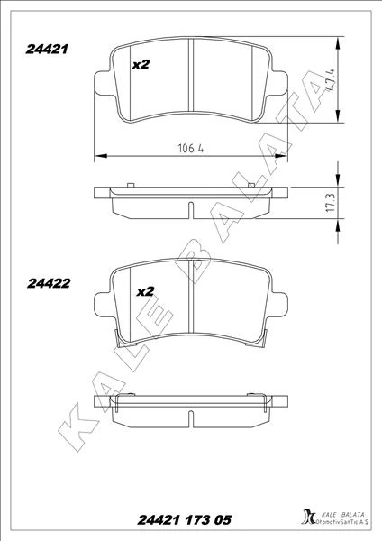 Arka Fren Balatasi Insignia A 08>17 Saab 9.5 10> Malibu 2.0d 2.4 12> 16 İnç Jant