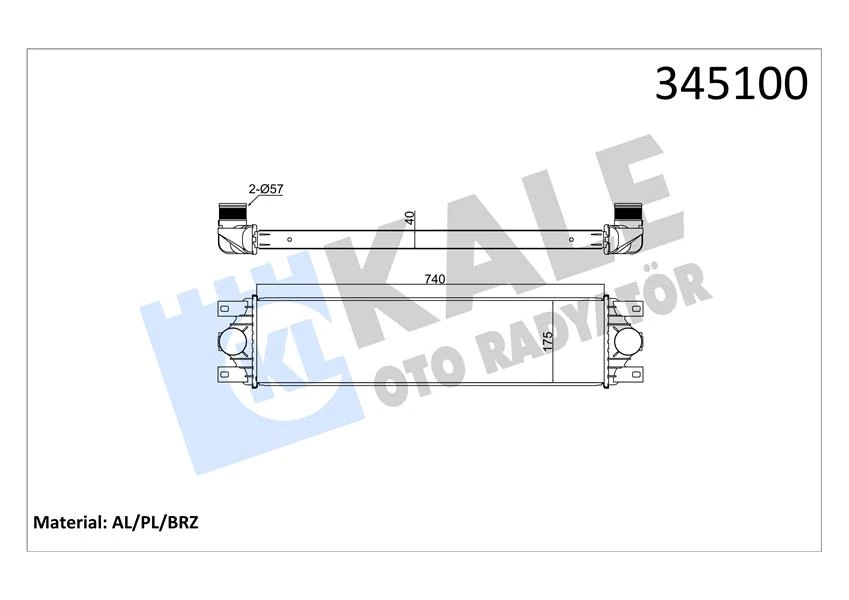 Turbo Radyatörü Intercooler Master II-III-Movano 2.5dci Al/pl/brz 738x175.3x40