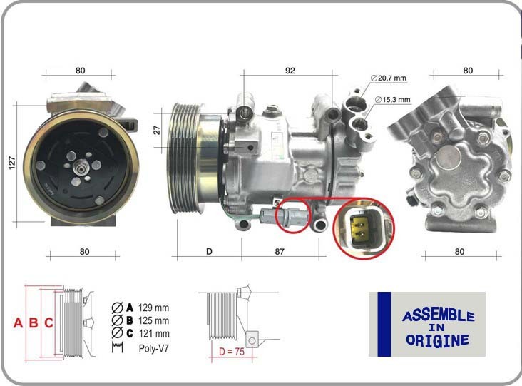 Kli̇ma Kompresörü Sifir Ürün Renault Clio III 04 12 Kangoo II 08 Modus 04 Micra III 03 10 Qashqai J10 06 13 1.5dci K9k 12v 6 Kanal 125mm-Mercedes Citan W415 12