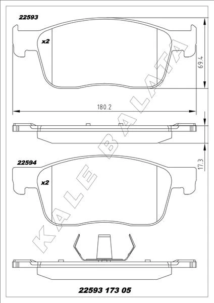 Ön Fren Balatasi Fiat Scudo 23 Zafira Life 19 Vivaro C 19 Jumpy III 16 Expert 16 Toyota Proace 16 304 Mm