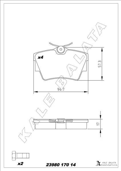Arka Fren Balatasi Renault Trafic II 06> Trafic III 15> Opel Vivaro A 06> Vivaro B 15>