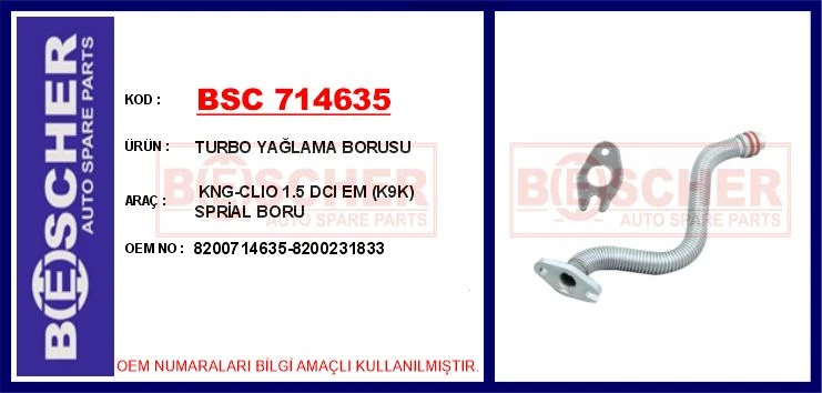 Turbo Yağlama Borusu Kangoo-Clio 1.5 Dci Em K9k