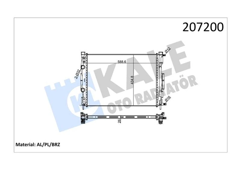 Motor Su Radyatörü Renault Megane II 02>scenic 03> 1.5-1.9dci̇/1.4-1.6-2.0 16v Ac Kli̇masiz Mek 590x455x32 1 Sira Alb
