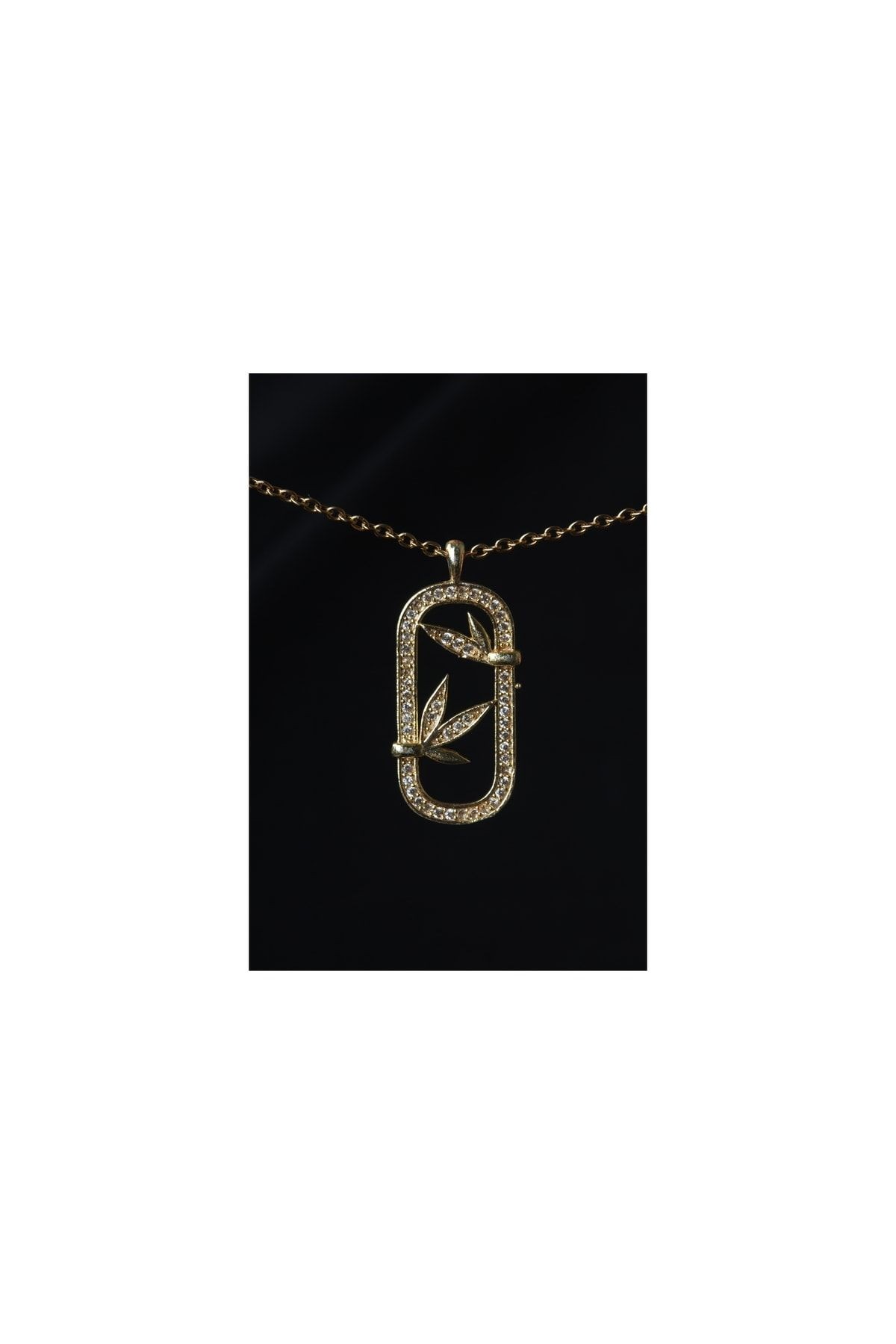 Zirkon Taşlı Kilitlenmiş Çiçekler Çelik Zincir Kolye Gold