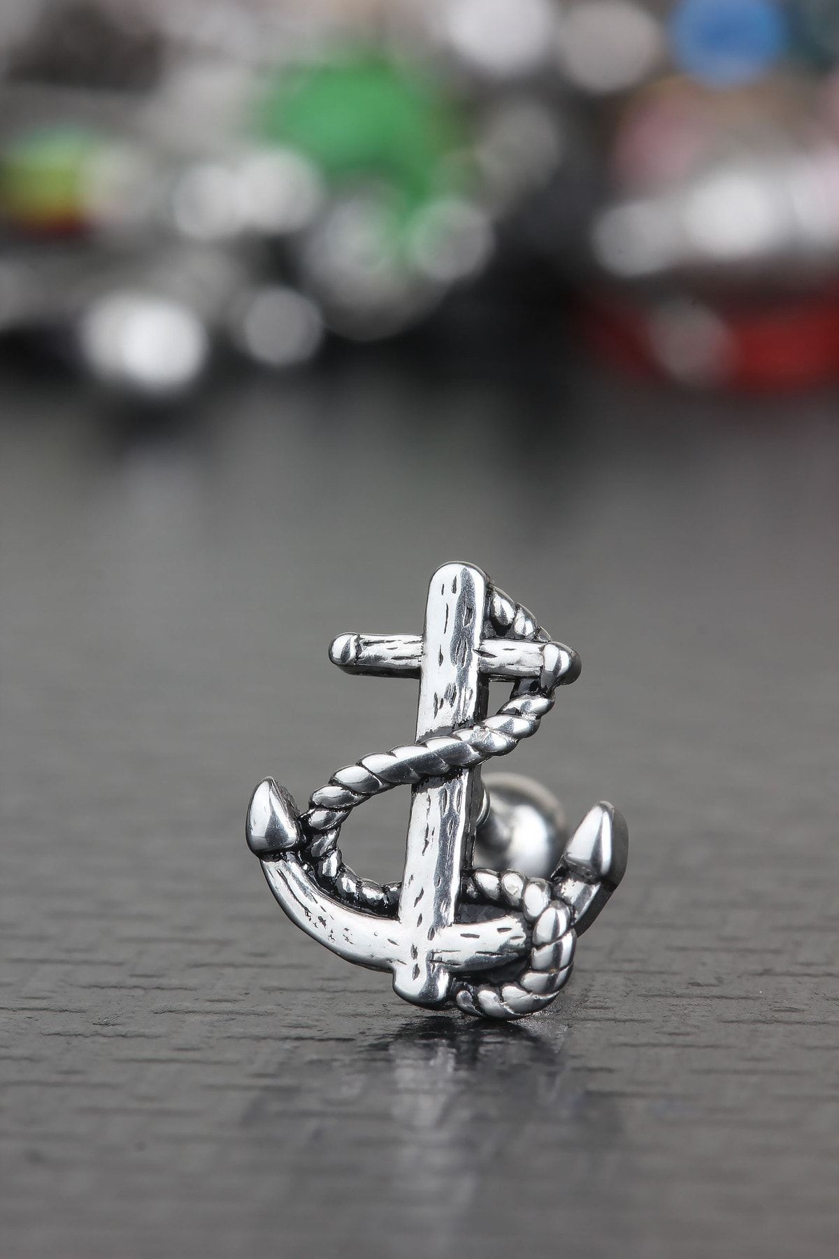 316L Cerrahi Çelik Kıkırdak Tragus Helix Vintage Antik Gotik Etnik Tasarım Halatlı Çapa Piercing