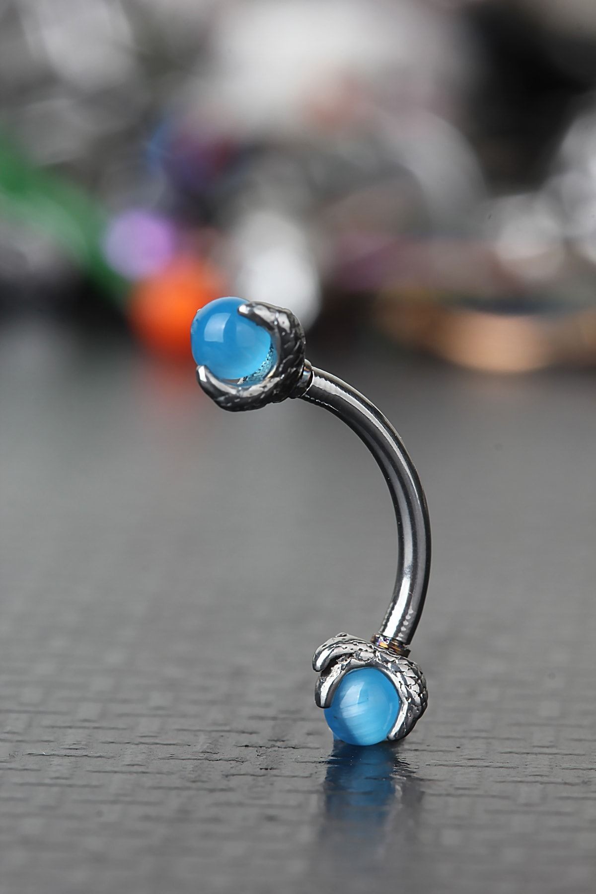 Cerrahi Çelik Banana Tragus Kıkırdak Helix Rook Orbital Surface Pençe Doğal Taş Kaş Piercing