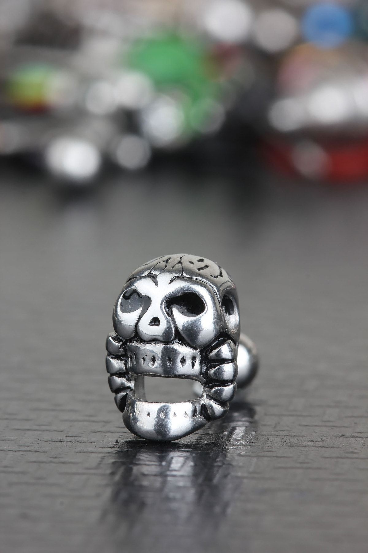 316L Cerrahi Çelik Kıkırdak Tragus Helix Vintage Antik Gotik Etnik Tasarım Kurukafa Piercing
