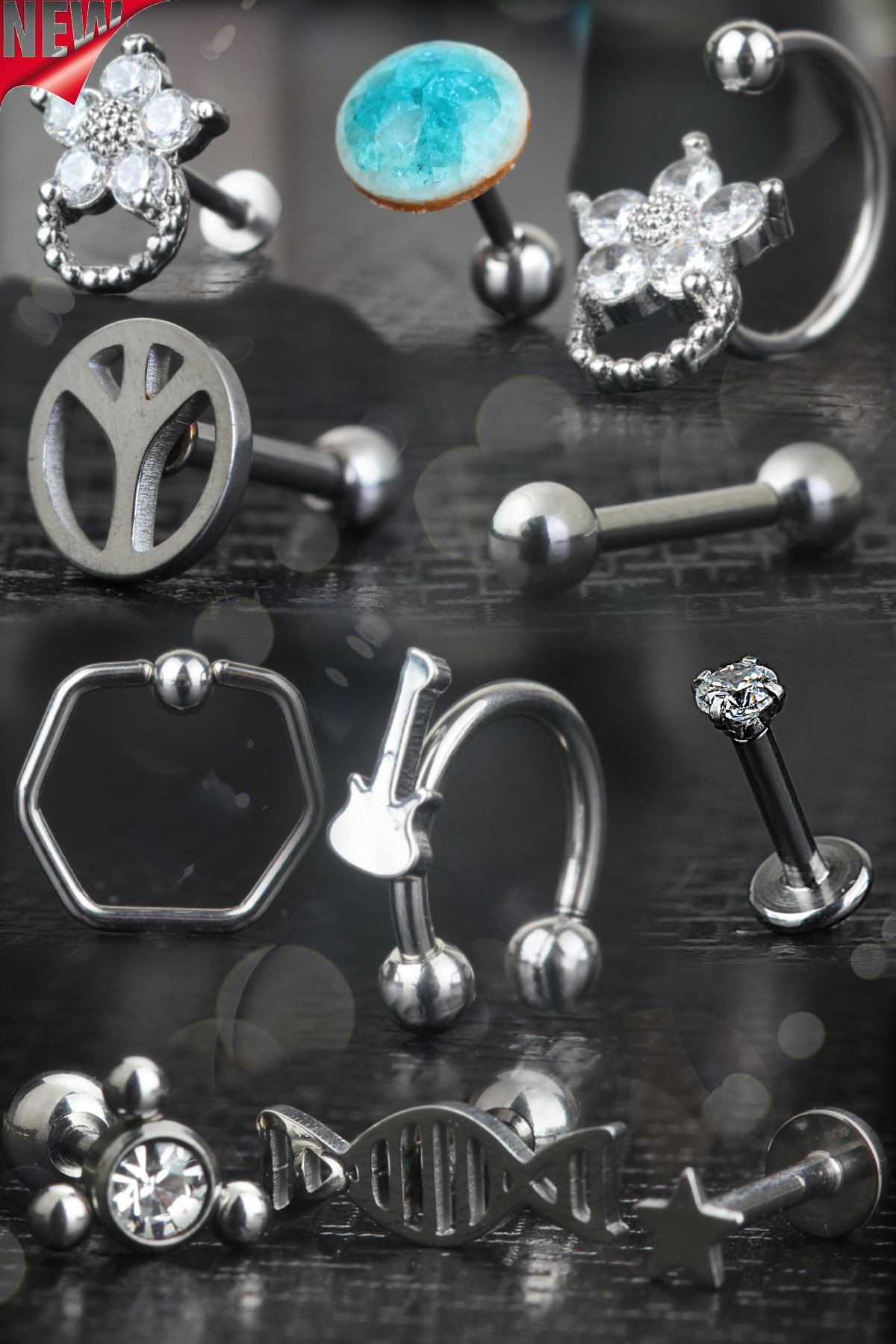 Yeni Set Piercing 11 Adet Tragus Kıkırdak Ve Tüm Kulak Için 1 Adet Sürpriz Ürün Sınırlı Sayıda