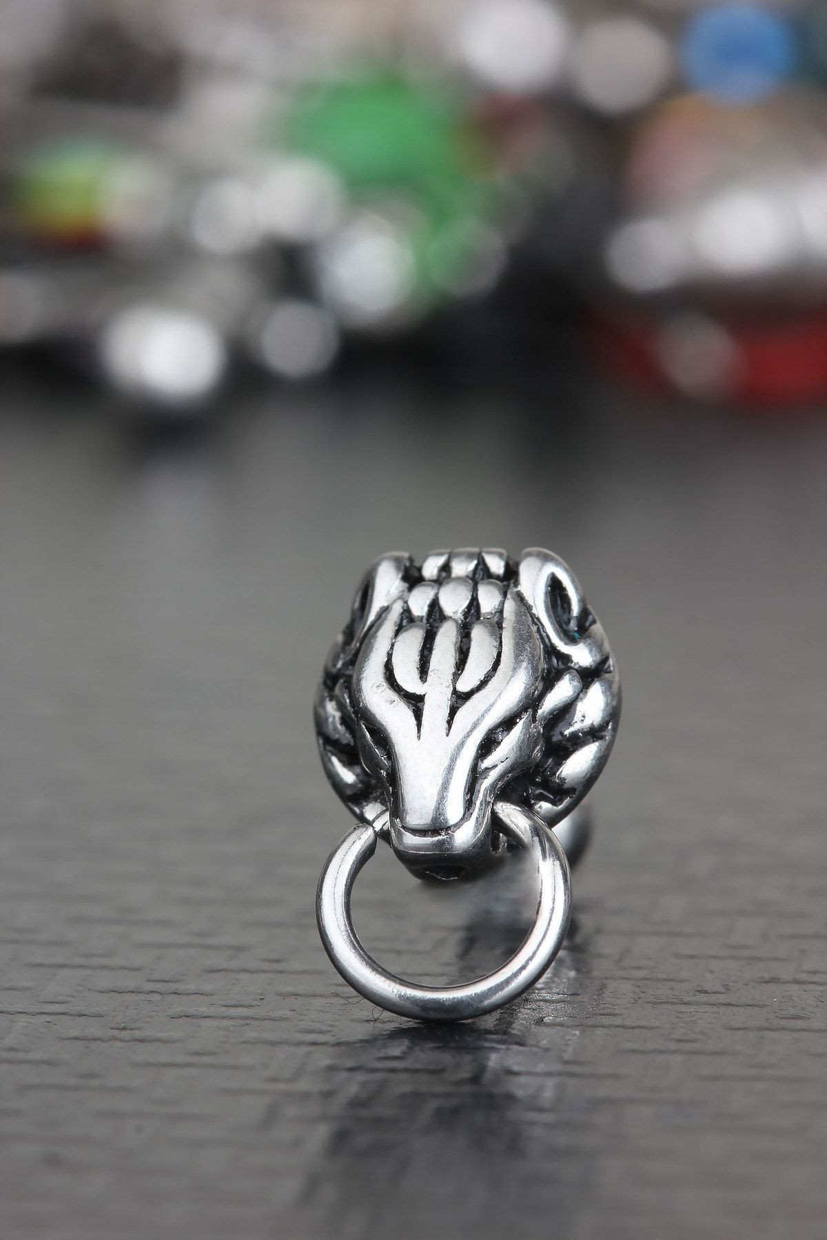 316L Cerrahi Çelik Kıkırdak Tragus Helix Vintage Antik Gotik Etnik Tasarım Kaplan Piercing