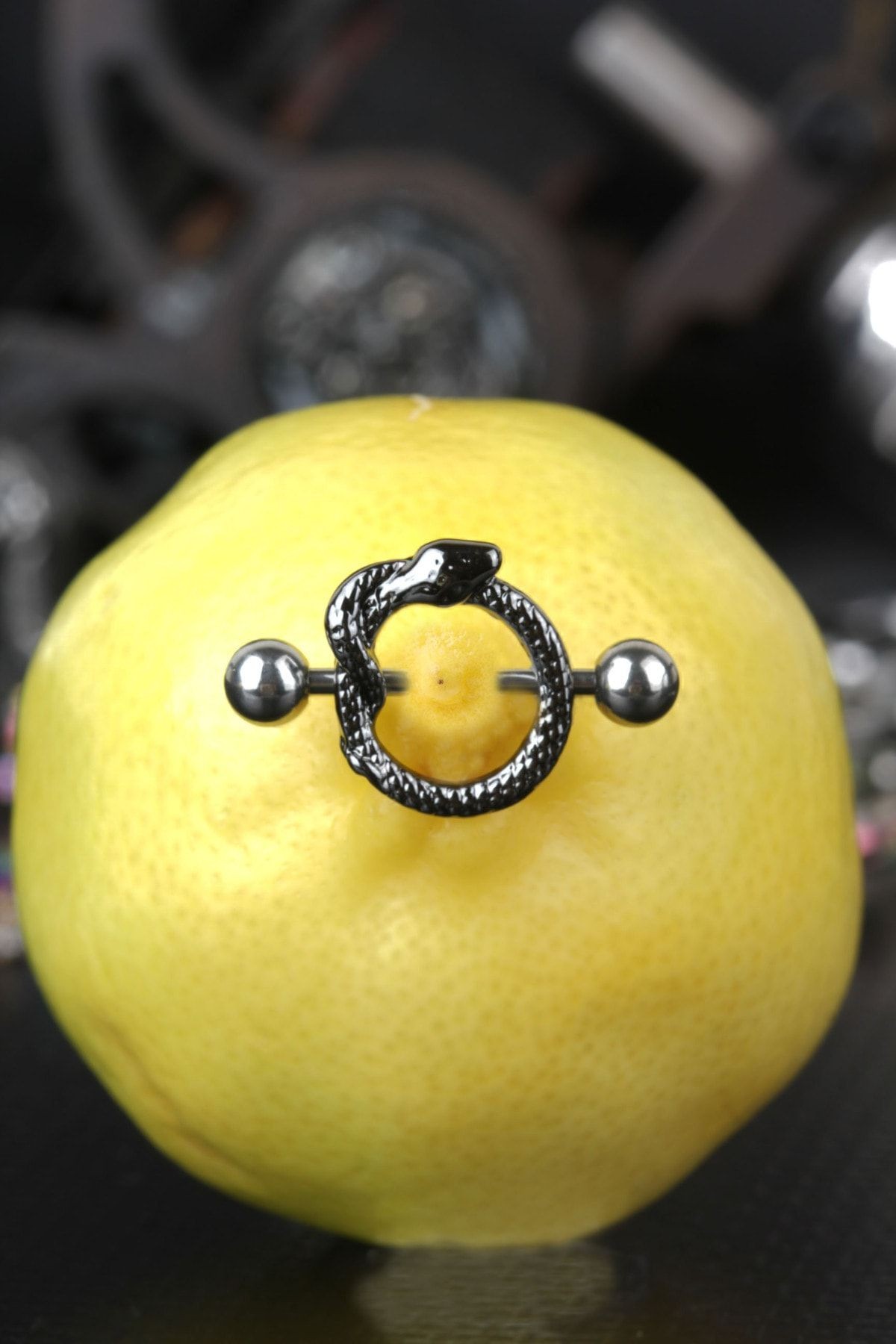 316l Cerrahi Çelik Göğüs Ucu (nipple/meme) Etnik Tasarım Tıss Yılann Piercing 20 Mm