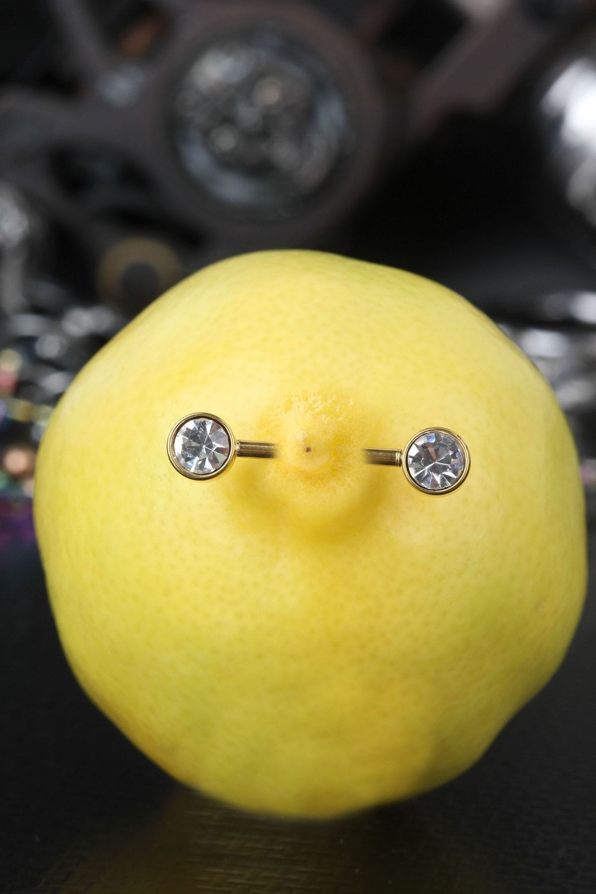 316l Cerrahi Çelik Göğüs Ucu (nipple/meme) Etnik Tasarım Zirkon Taş Piercing 16 Mm