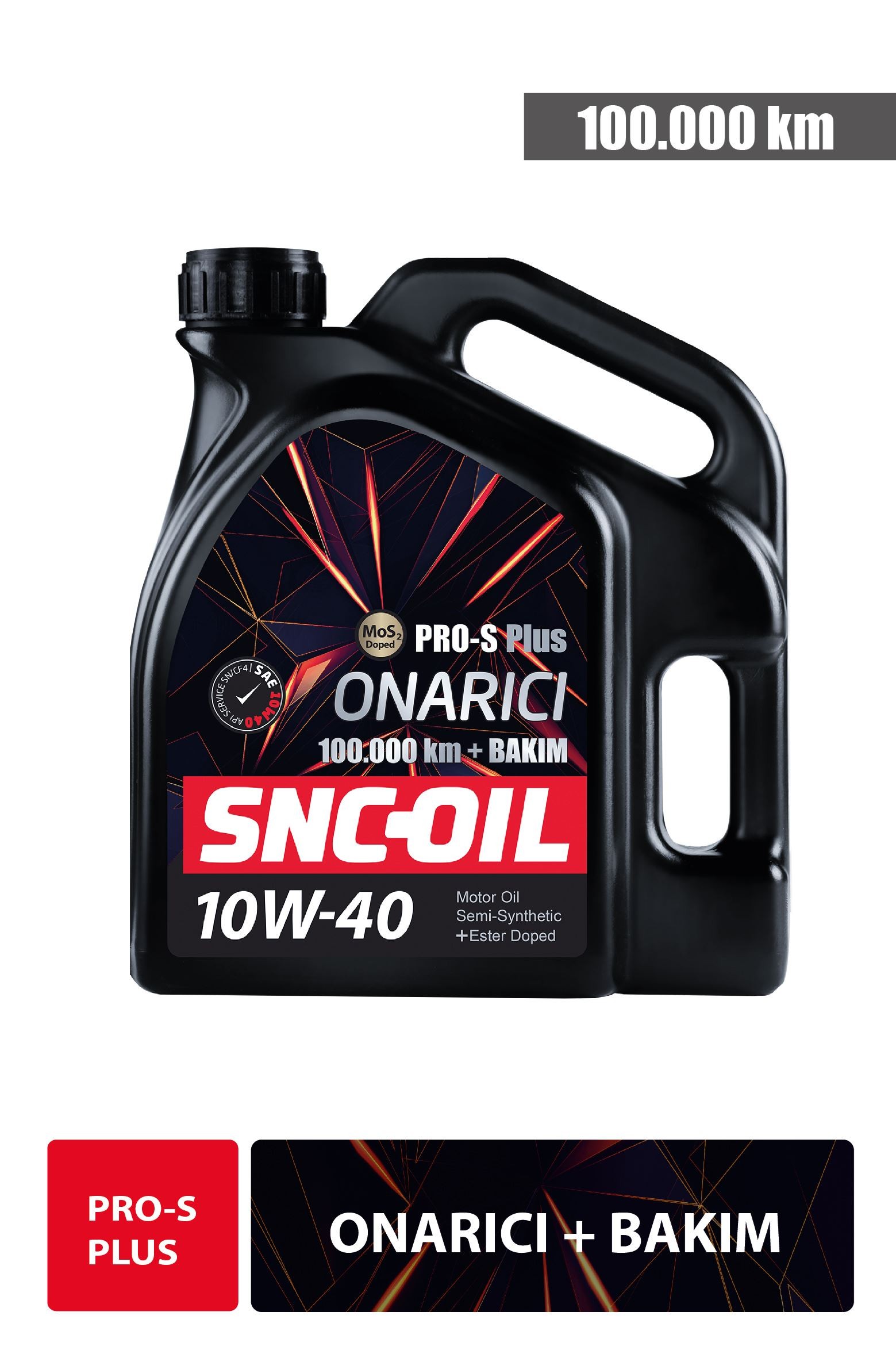 SNC-OIL 100.000 Km + Bakım Pro-S Plus Onarıcı Mos2 10W-40 Motor Yağı 4 Lt