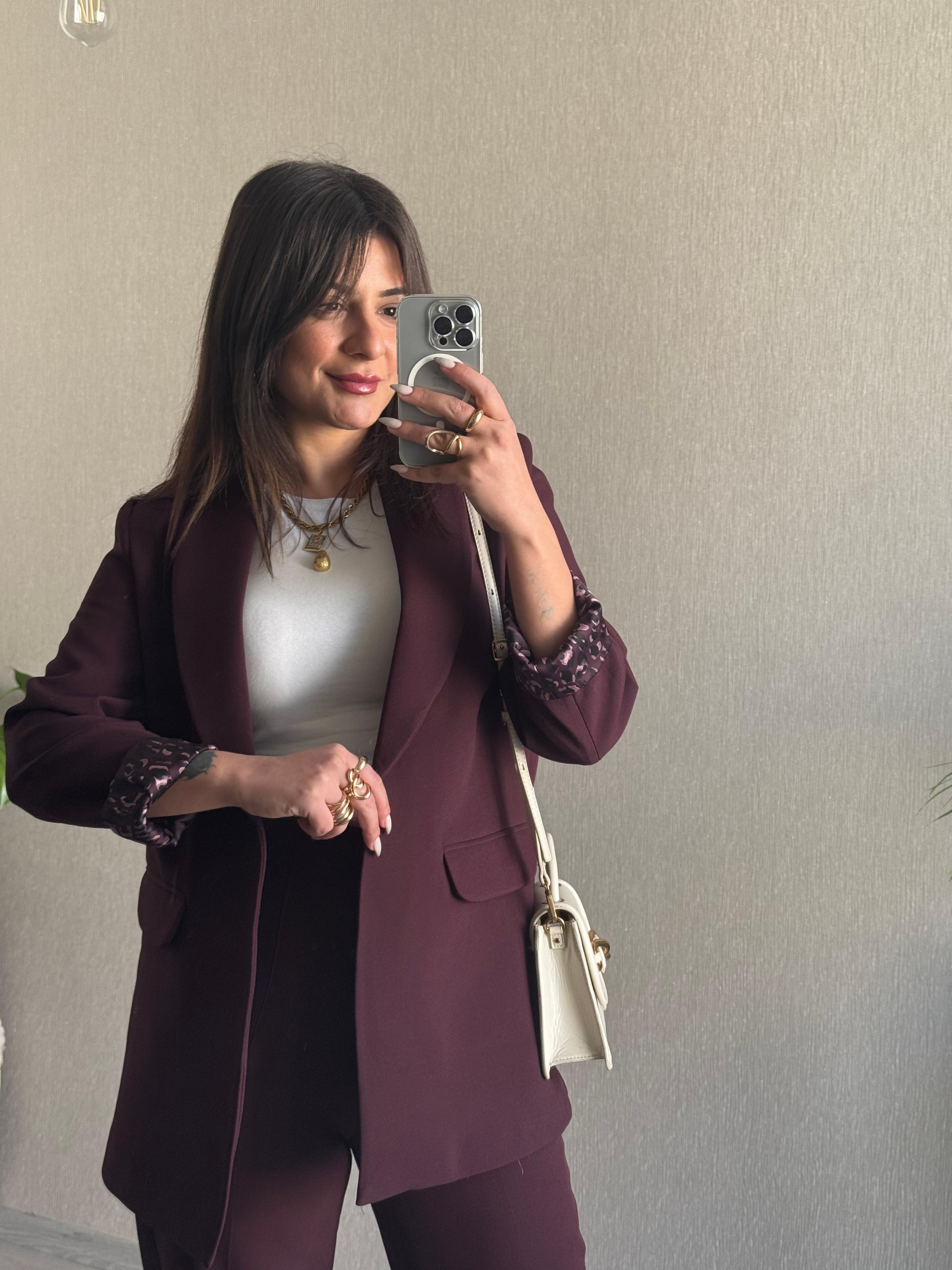 Şal Yaka Detay Blazer Ceket - Mürdüm