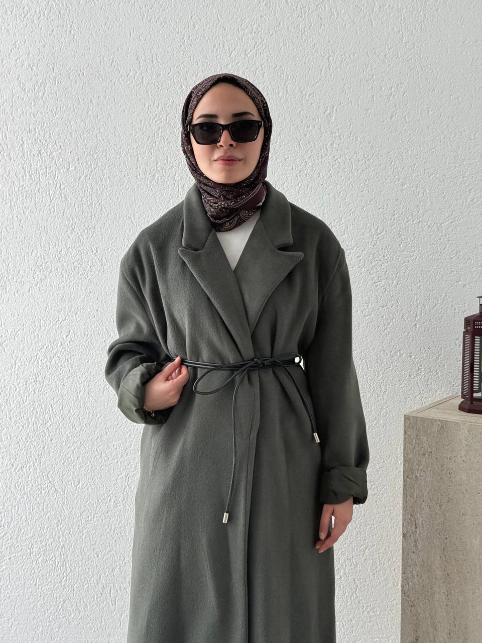 Deri Kemerli Oversize Kaban 1035