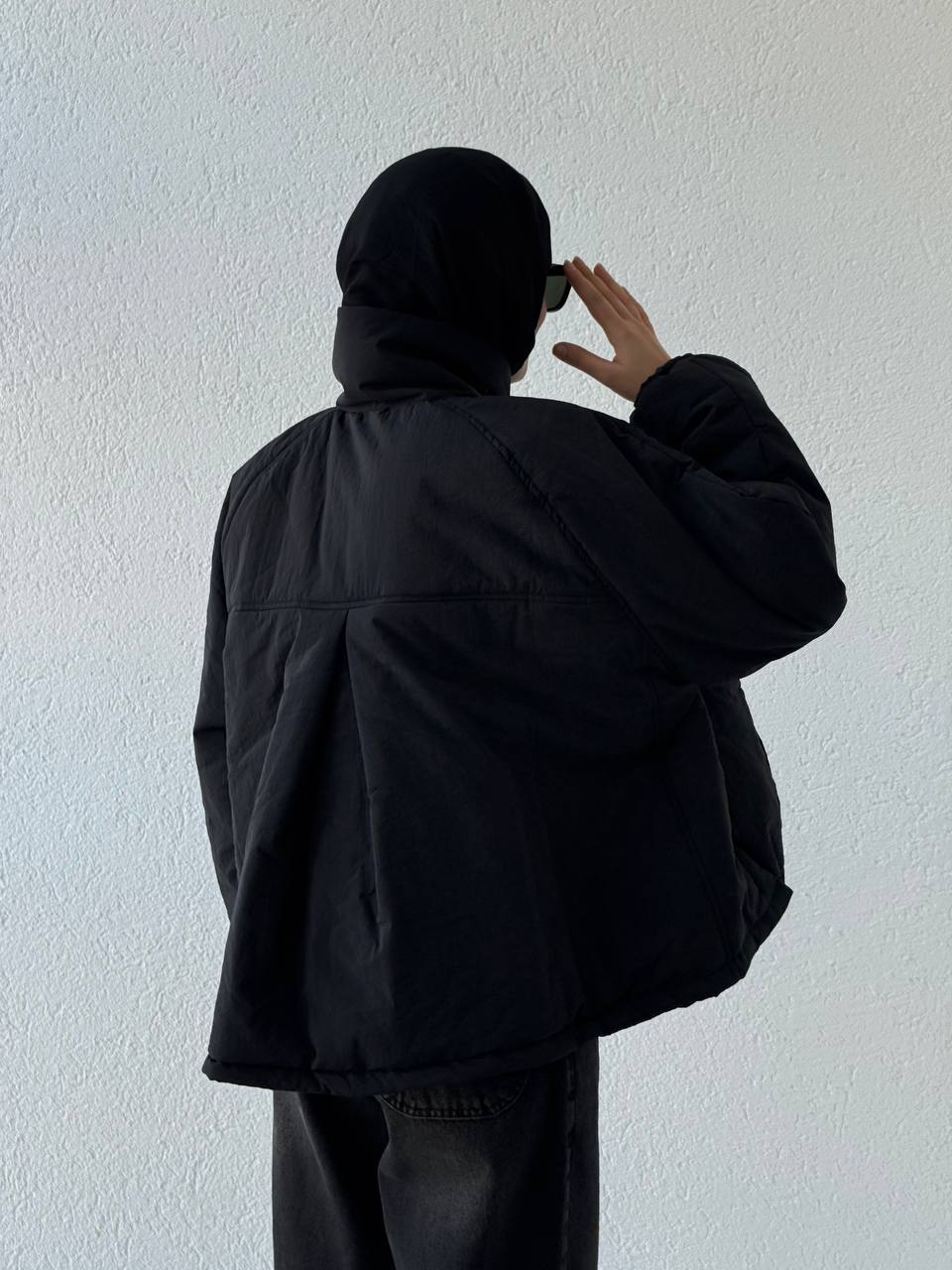 Dik Yakalı Arkası Uzun Bel Ayarlamalı Mont 2291 - Siyah