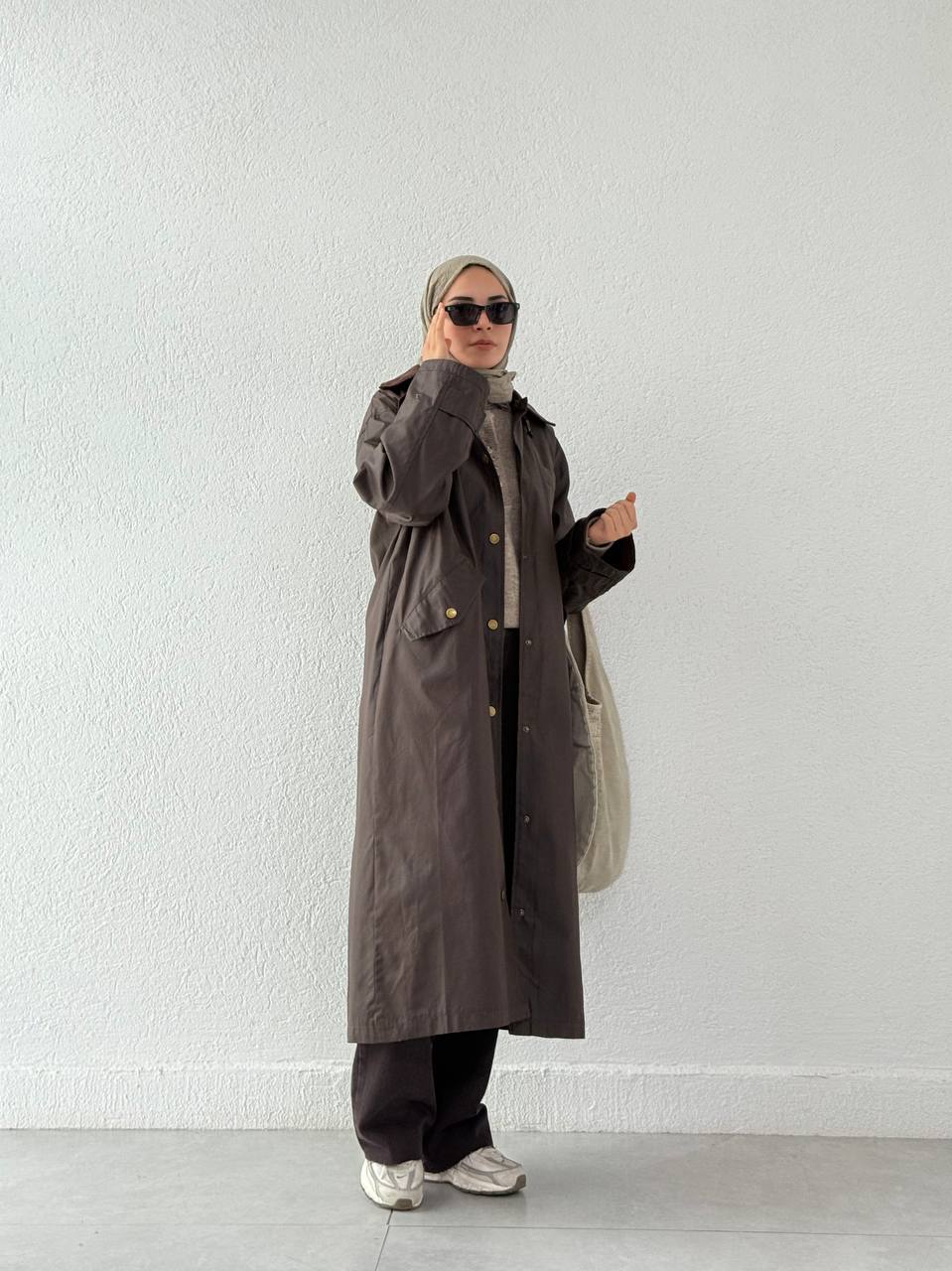 Barbour Uzun Trençkot 0008 - Kahve