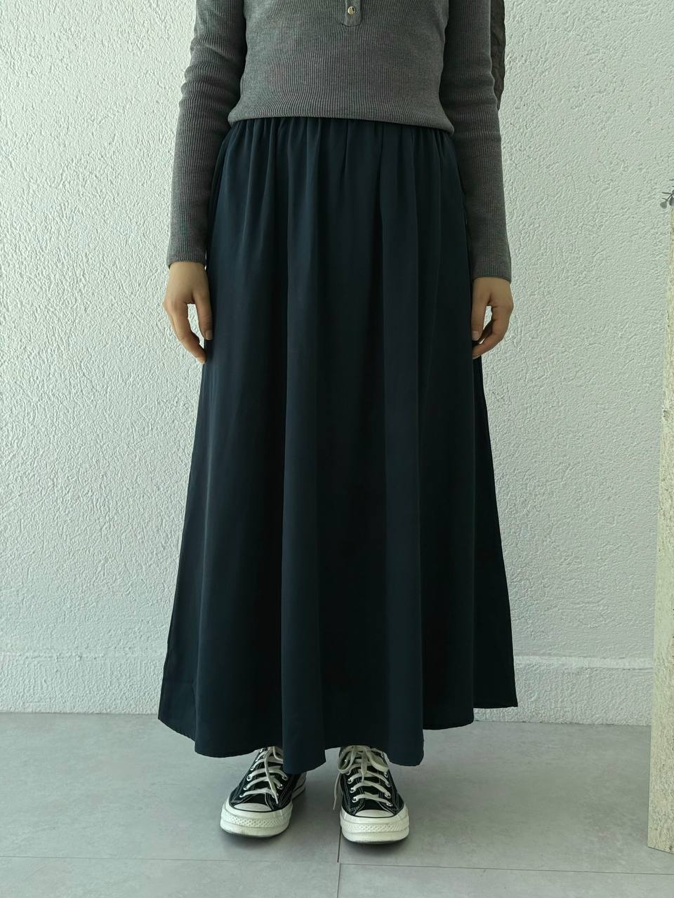 Mevsimlik Tensel BelLastikli Etek 035 - Lacivert