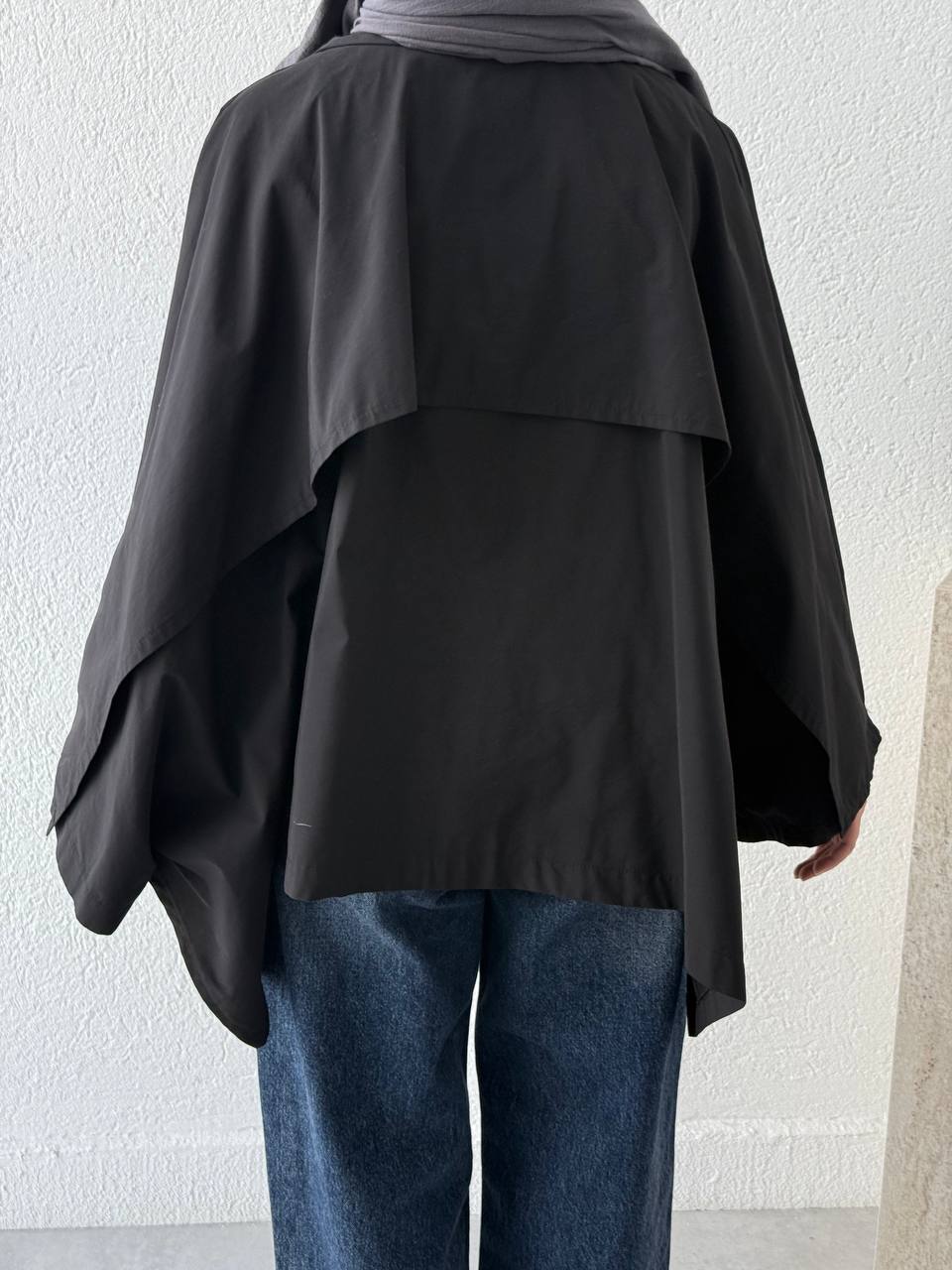 Pelerinli Panço Trençkot 7603 - Siyah