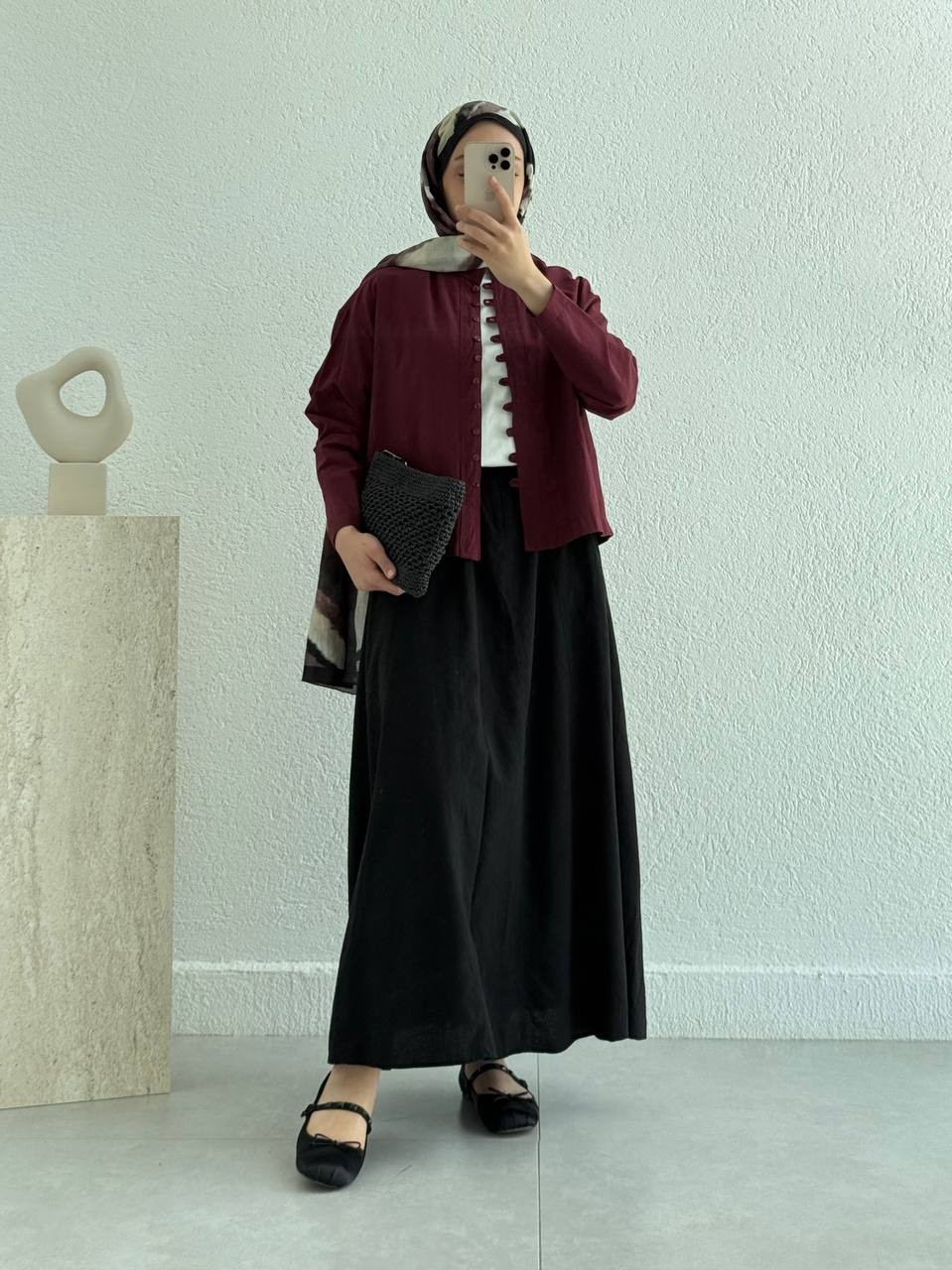 Hakim Yaka Düğmeli Poplin Gömlek 0335 - bordo