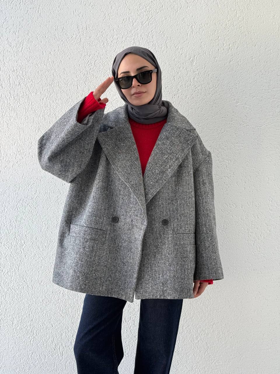 Oversize Dioganel Kaşe Kaban 923