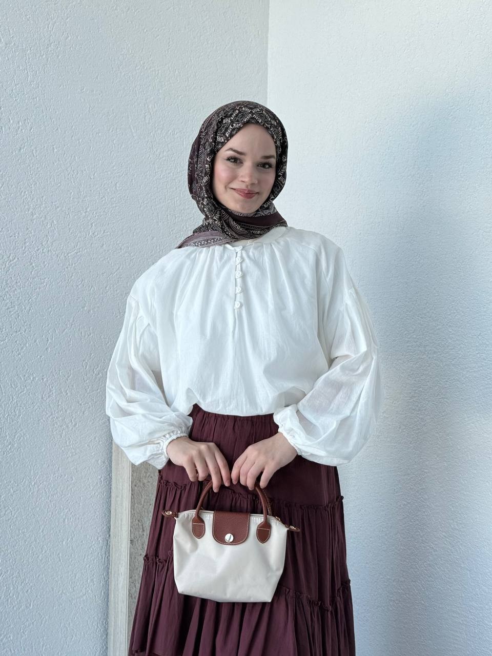 Yaka Biritli Vual Gömlek 441 - Beyaz
