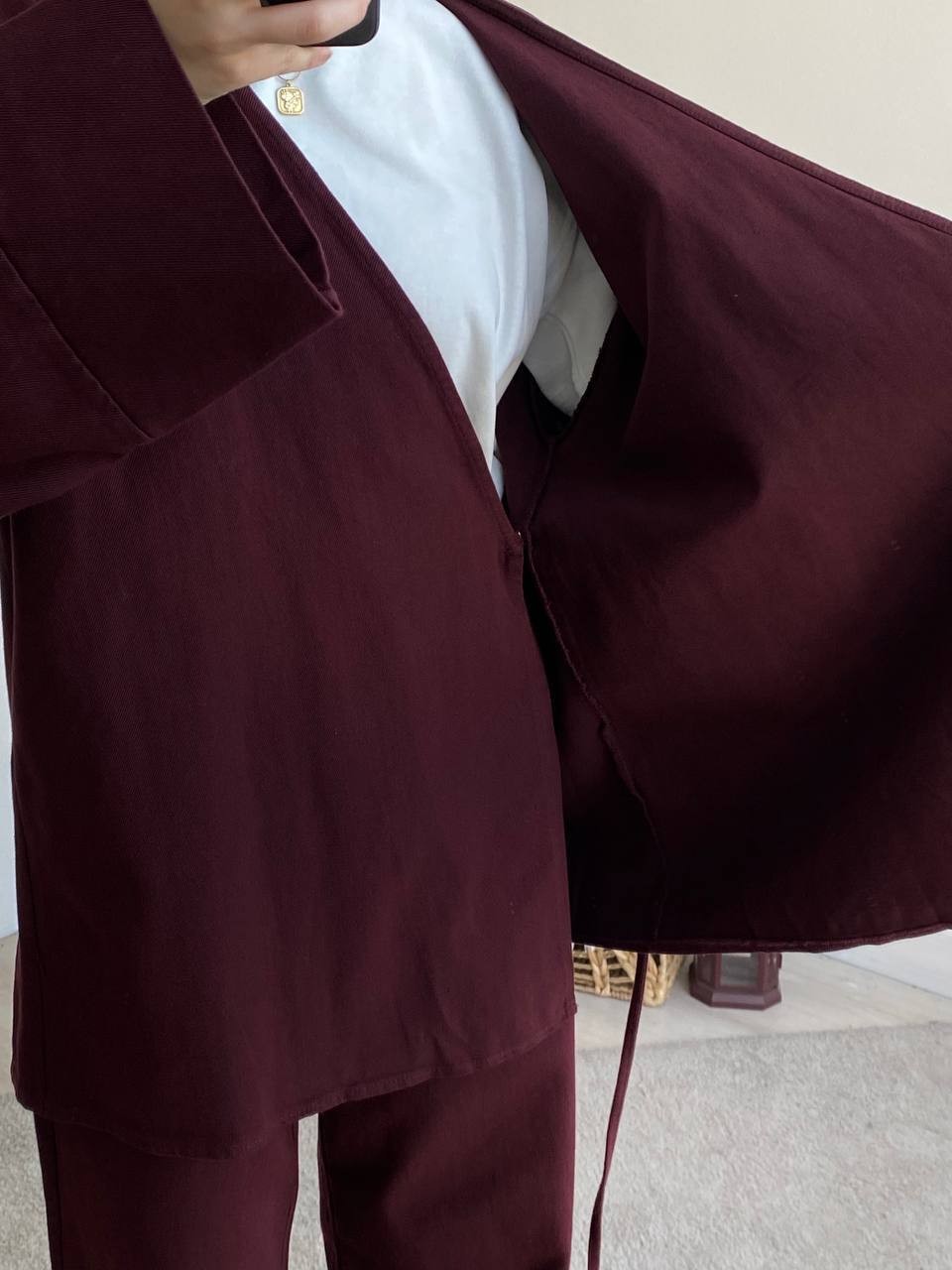 Gabardin Kimono Takım 8629 - bordo