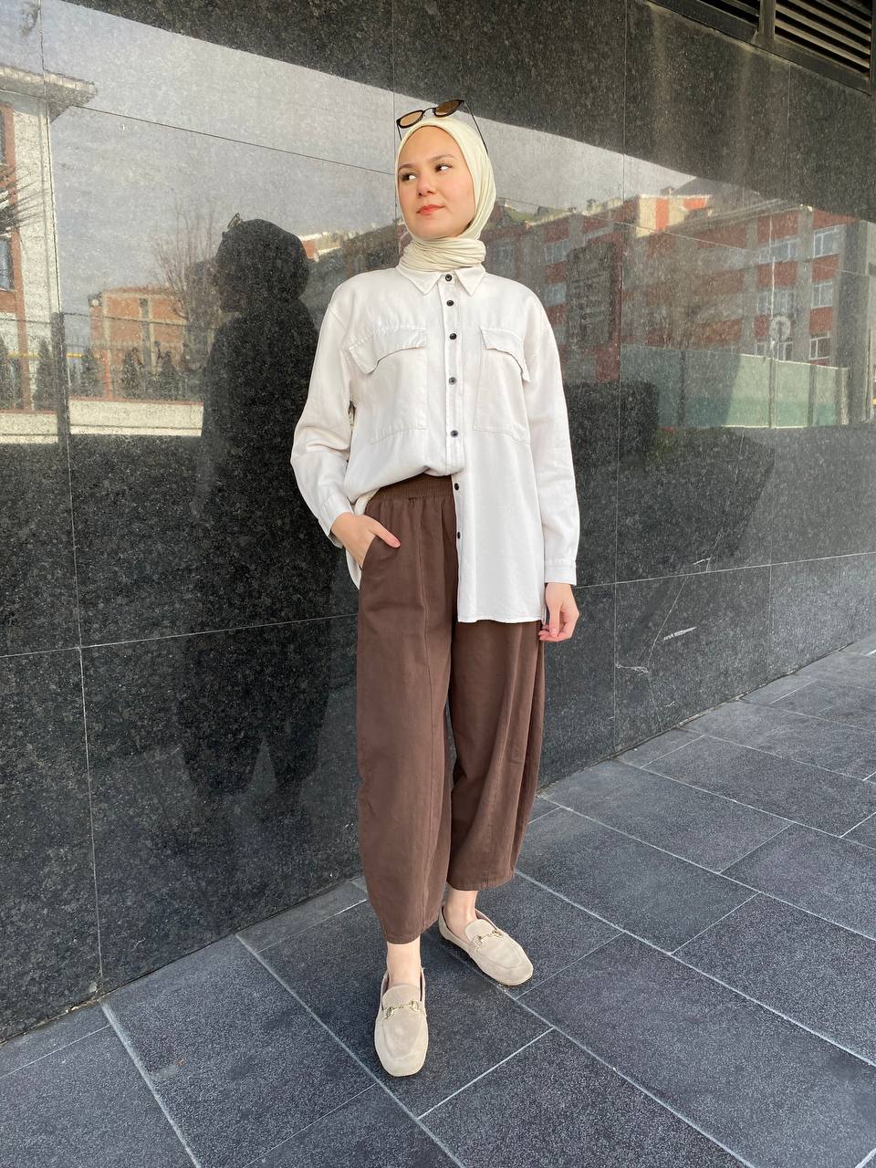 İnce Gabardin Şalvar Pantolon 4003 - Kahve