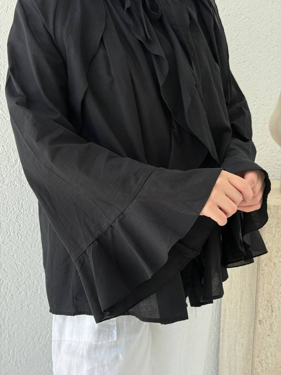 Zara Model Vual Fırfırlı Gömlek 2036 - Siyah