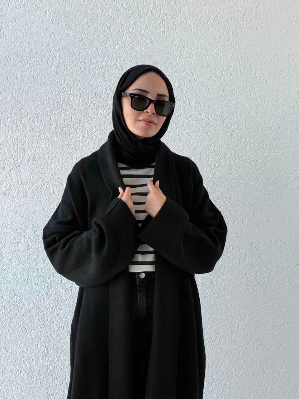 Şal Yaka Uzun Hırka 2310006 - Siyah