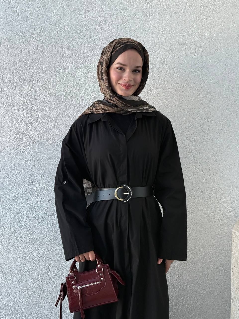 Kemerli Poplin Gömlek Elbise 3350 - Siyah