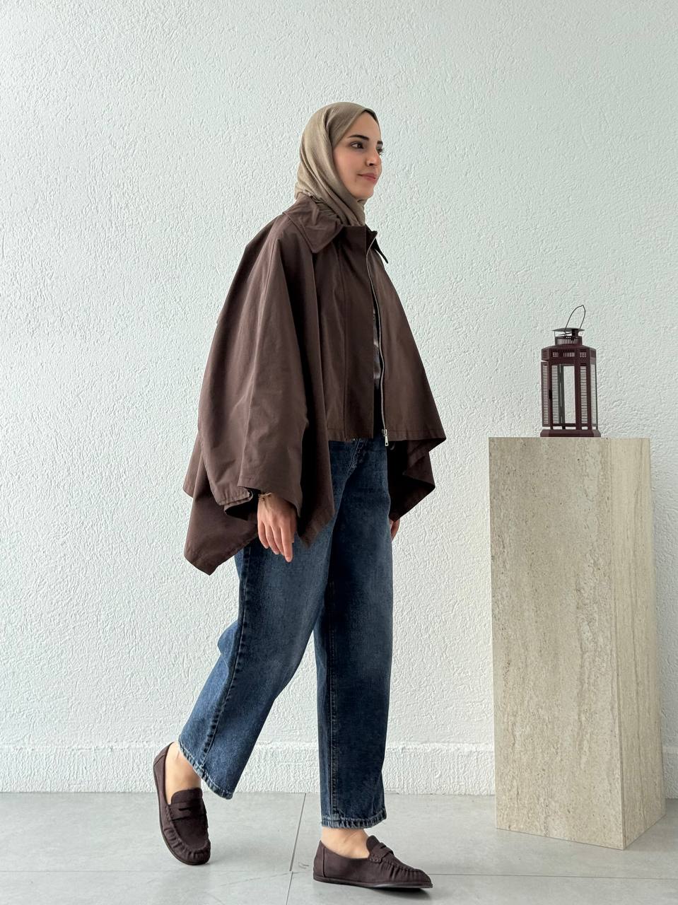 Pelerinli Panço Trençkot 7603 - Kahve
