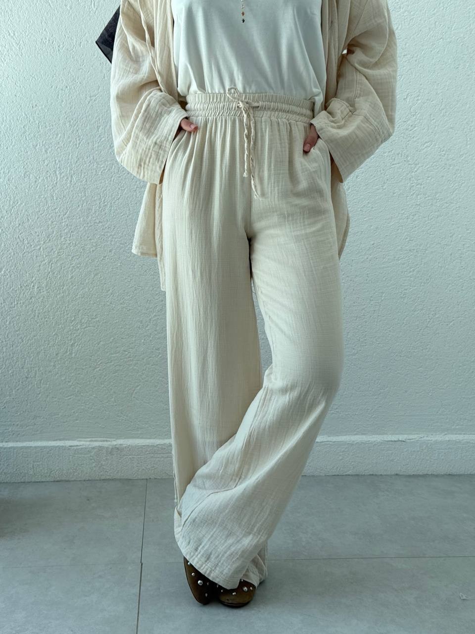 Müslin Kimono Takım 8754 - Taş