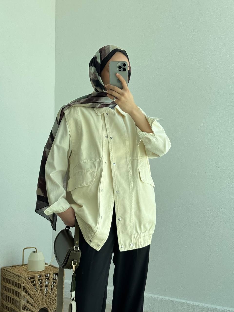 Gabardin Oversize Yelek 7288 - Ekru